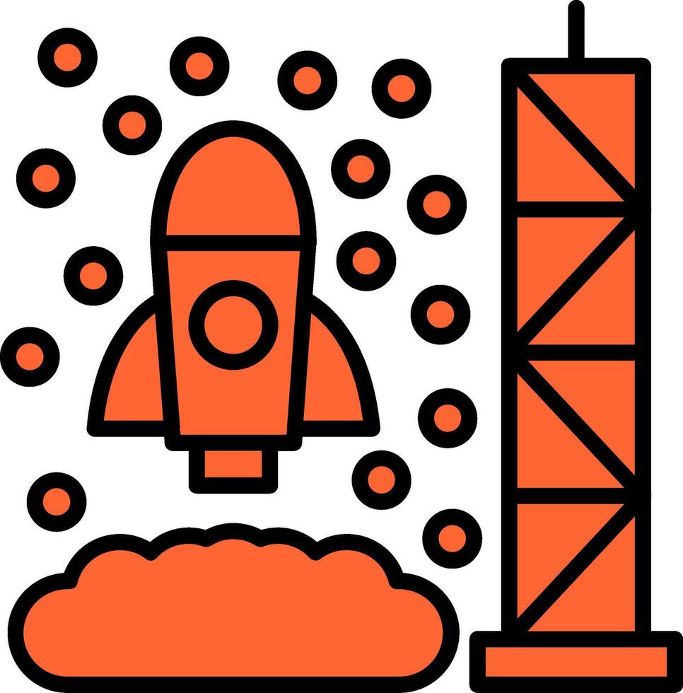 Rocket Launch Line Filled Icon vector