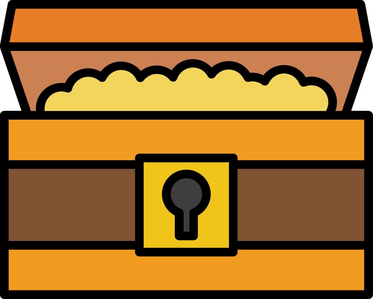 Treasure Chest Line Filled Icon vector