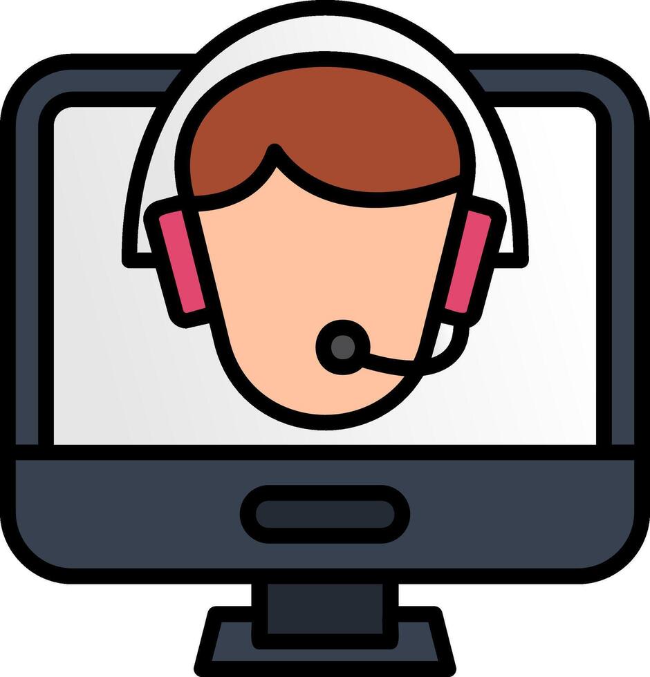 Customer Service Line Filled Icon vector