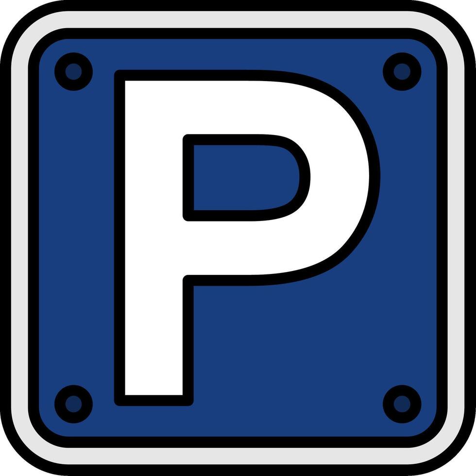 Letter P Line Filled Icon vector