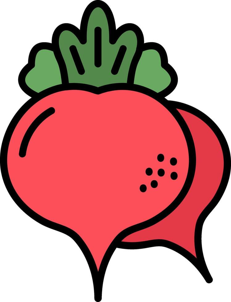 Radish Line Filled Icon vector