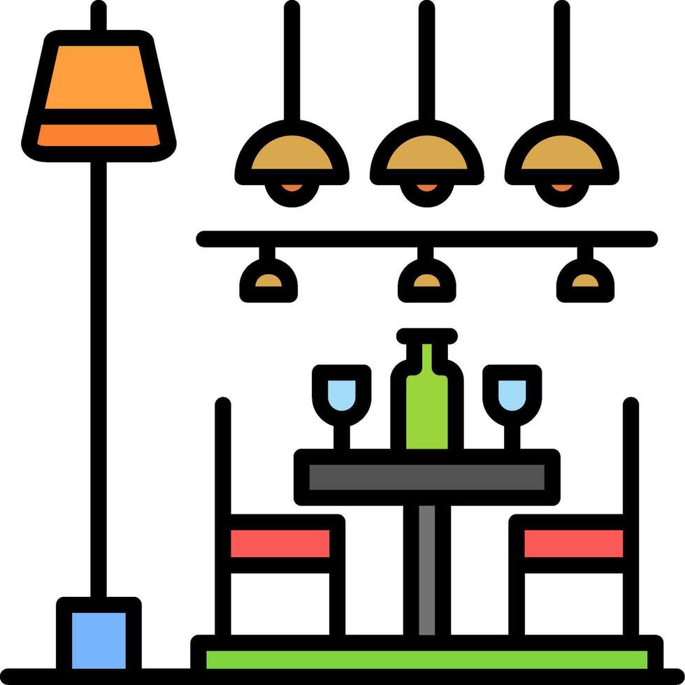 Dining Table Line Filled Icon vector