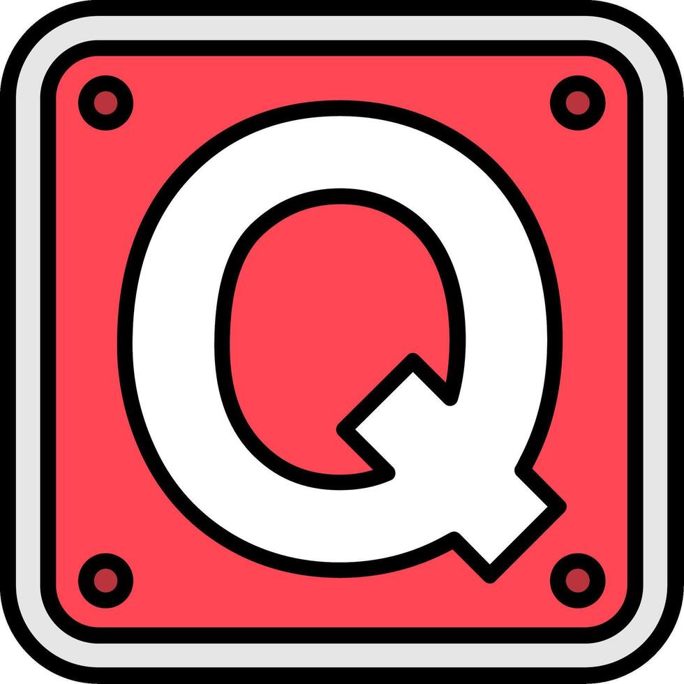 Letter Q Line Filled Icon vector
