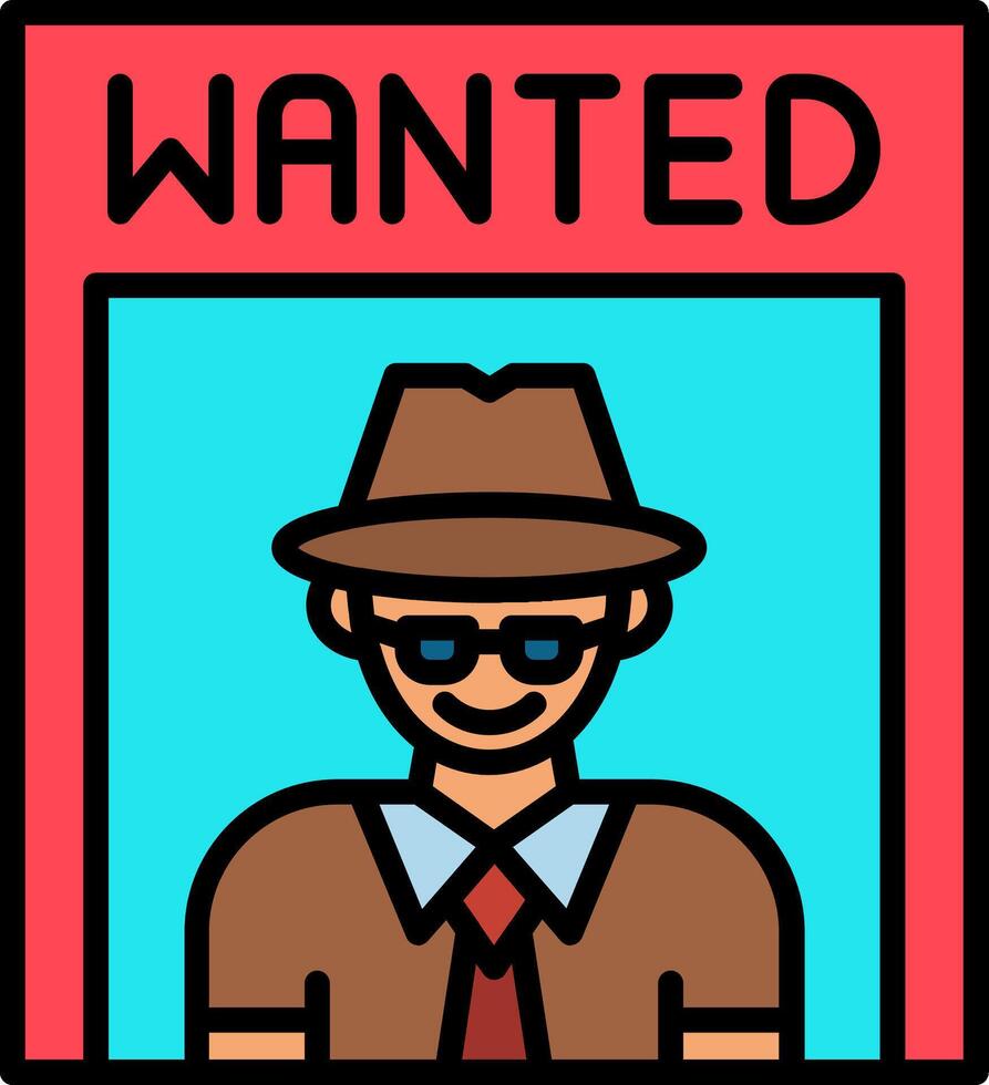 Wanted Poster Line Filled Icon vector