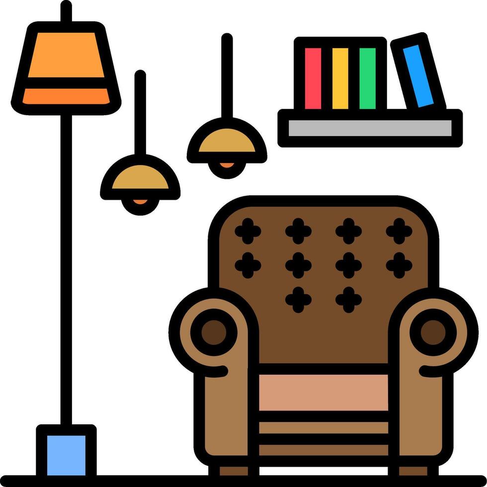 Armchair Line Filled Icon vector