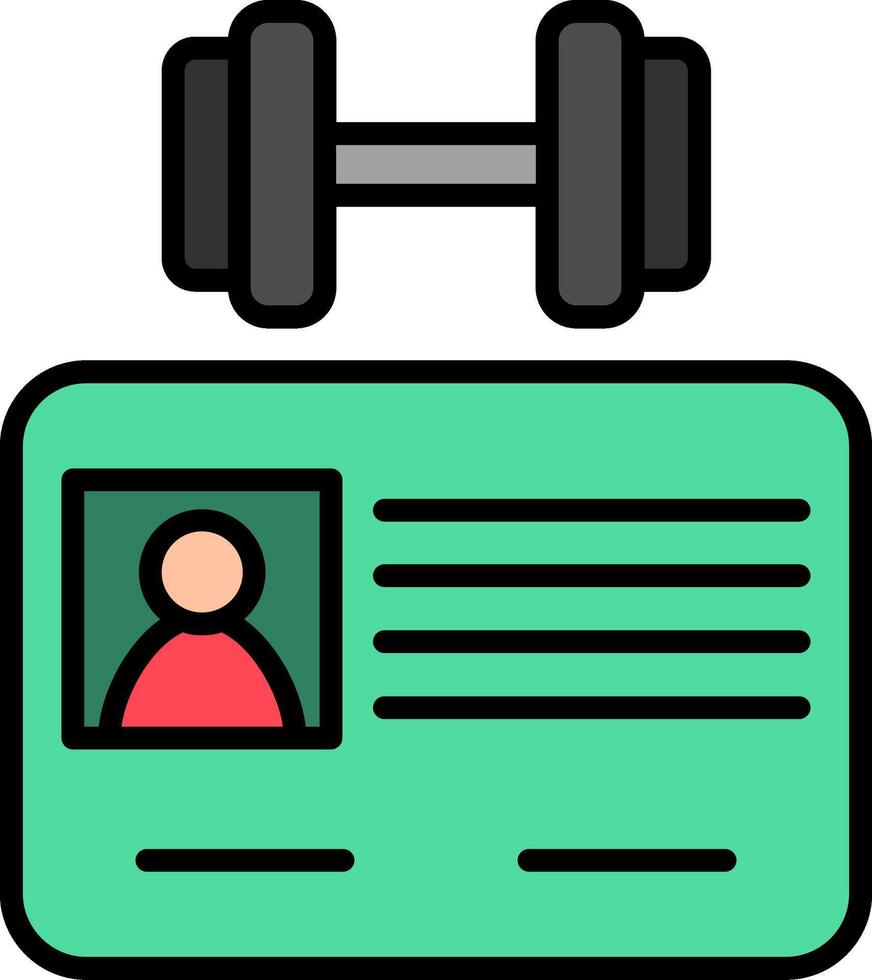 Gym Membership Card Line Filled Icon vector