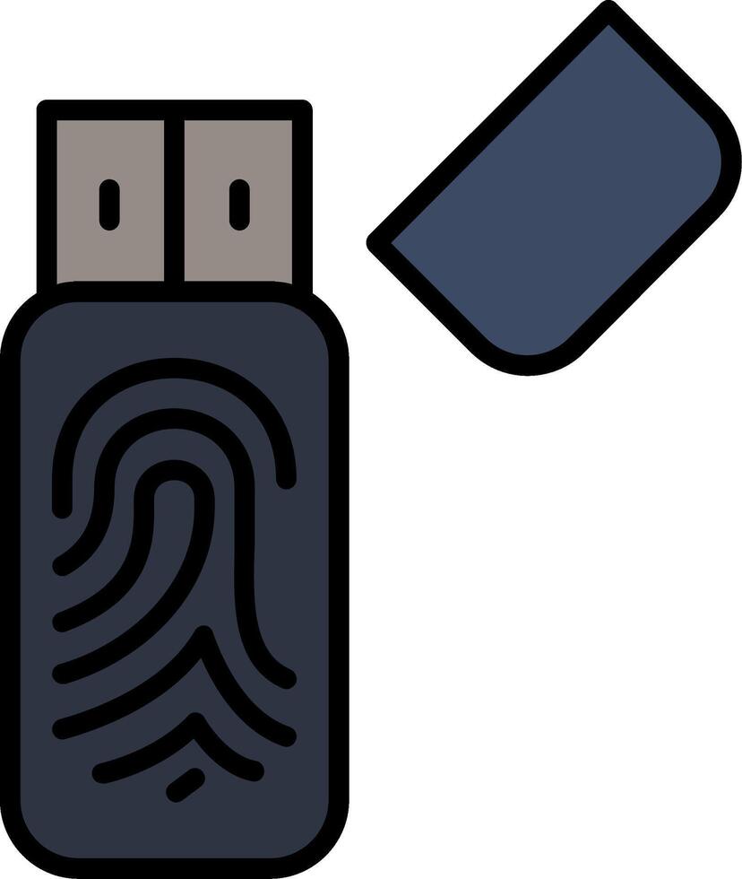 Usb Stick Line Filled Icon vector