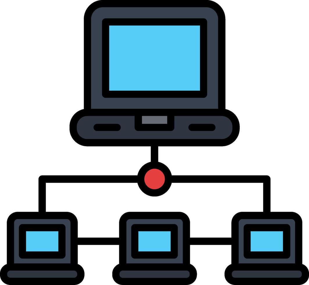 Computer Networking Line Filled Icon vector