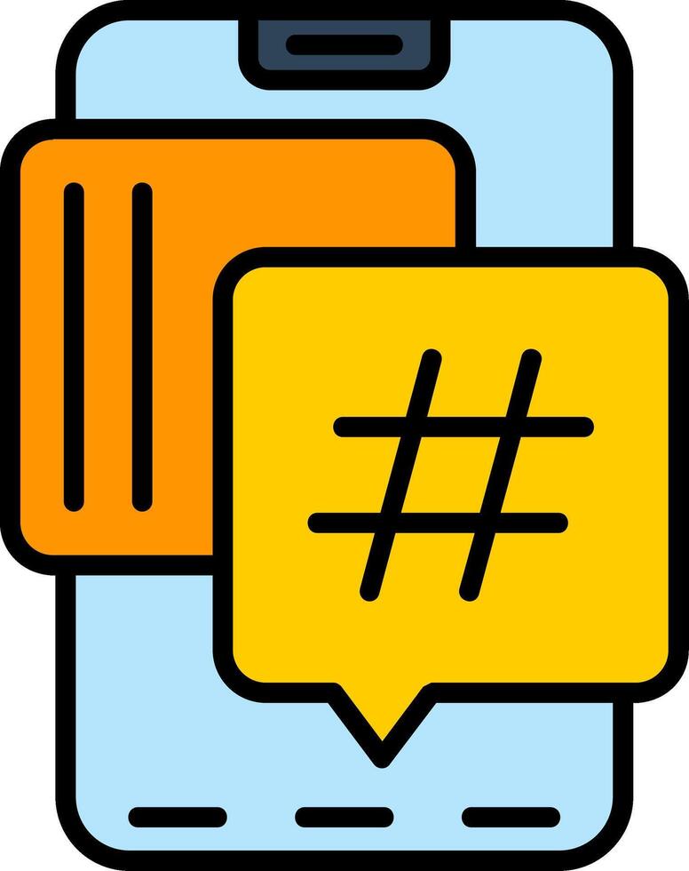 Hastag Line Filled Icon vector