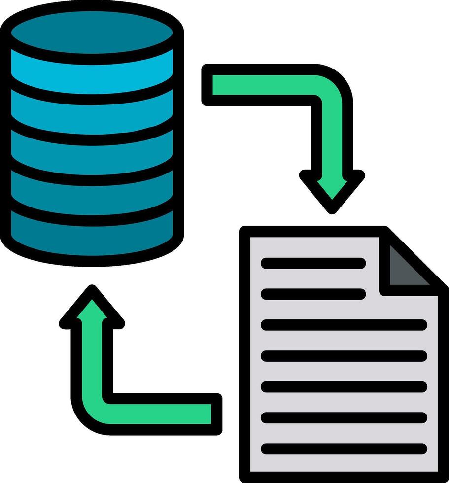 Data Transformation Line Filled Icon vector