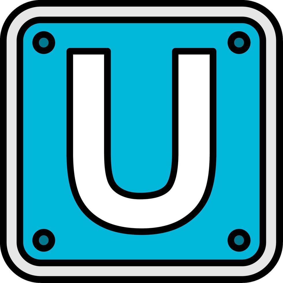 Letter U Line Filled Icon vector