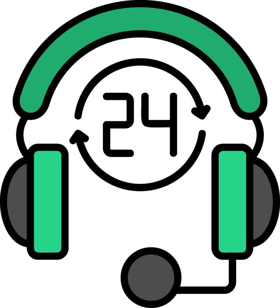 24 Hours Support Line Filled Icon vector