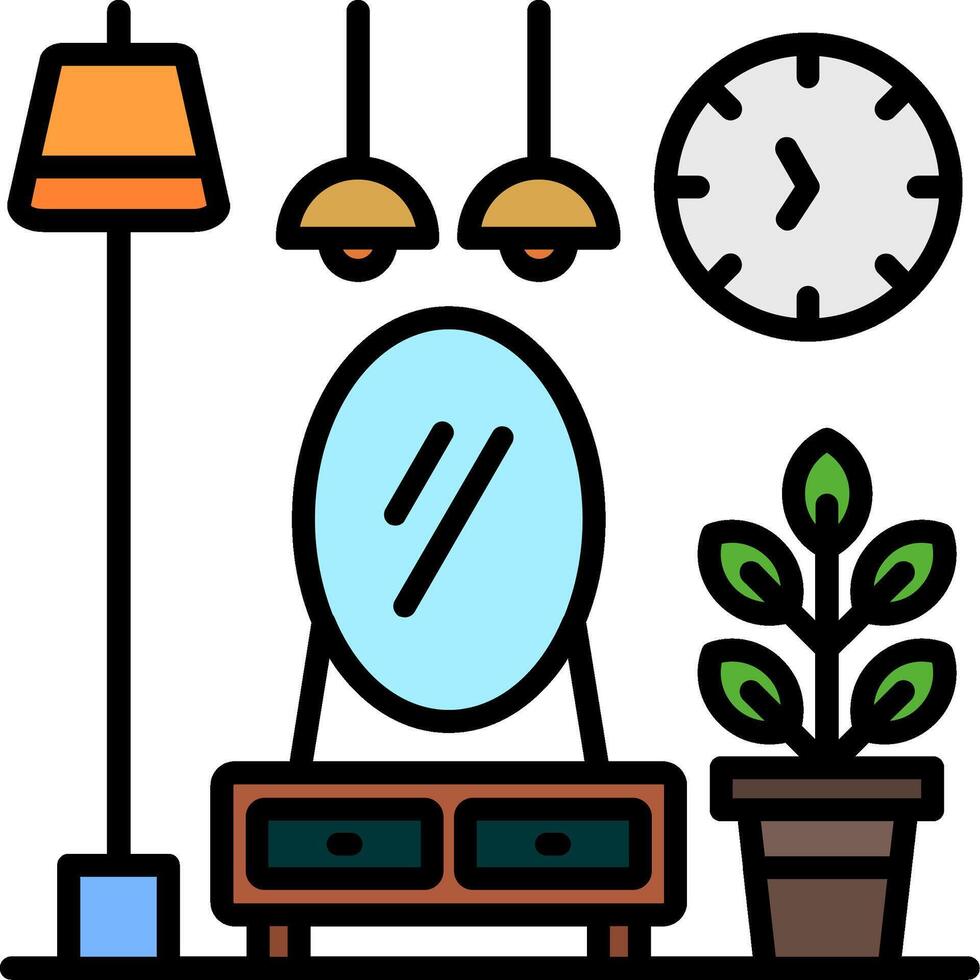 Vanity Mirror Line Filled Icon vector