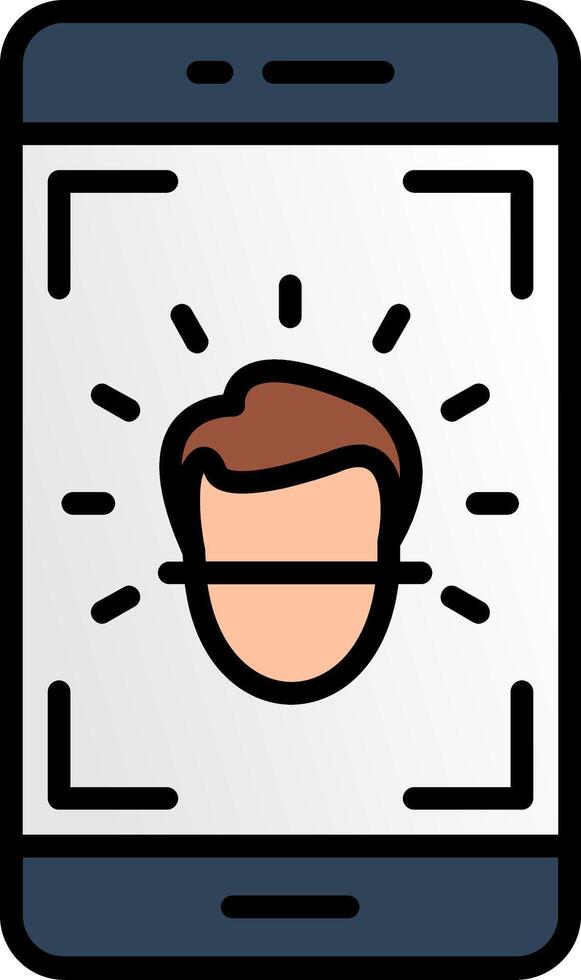Face Id Line Filled Icon vector