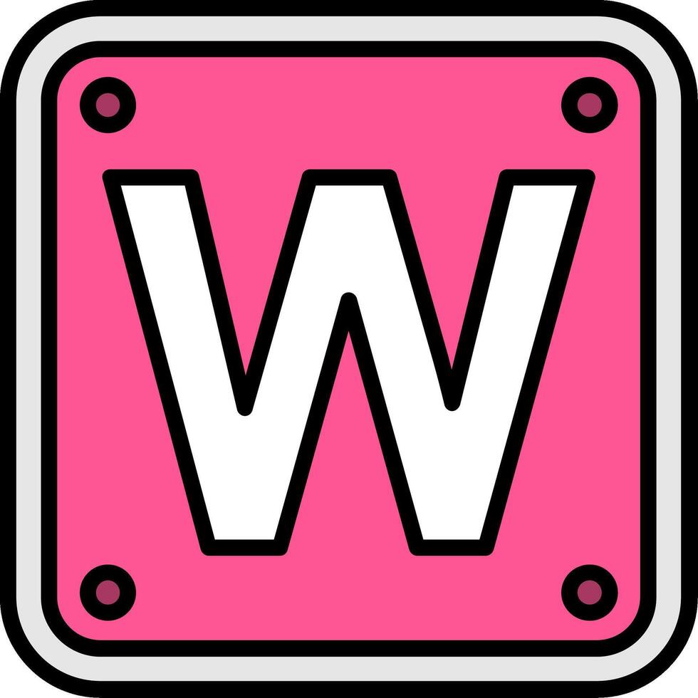 Letter W Line Filled Icon vector
