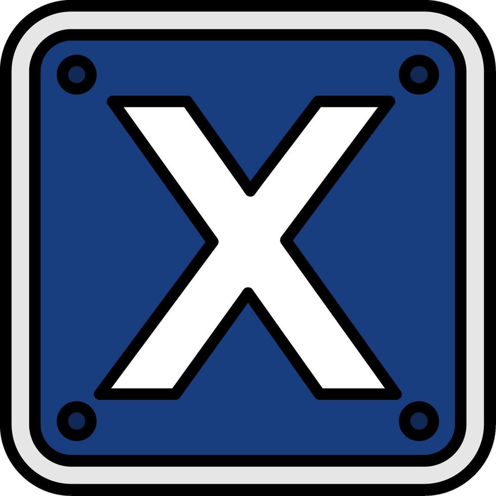 Letter X Line Filled Icon vector