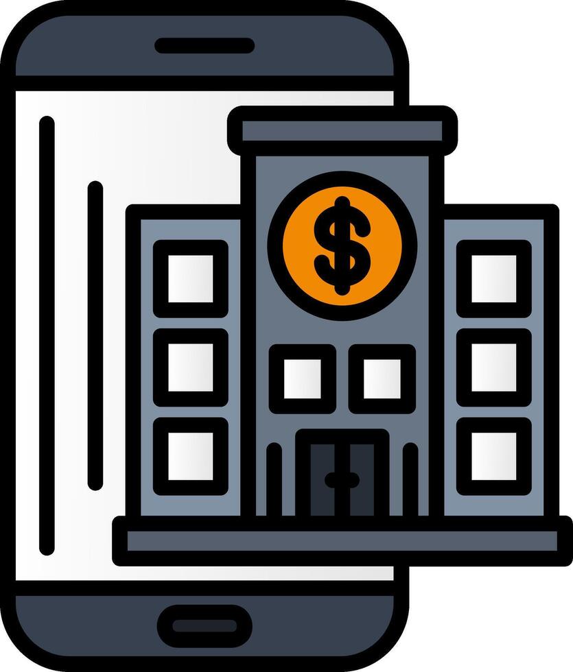 Mobile Banking Line Filled Icon vector