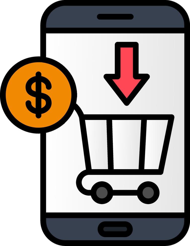 Shopping Online Line Filled Icon vector