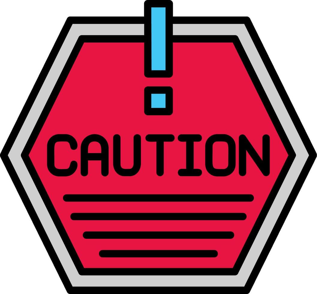 Caution Line Filled Icon vector
