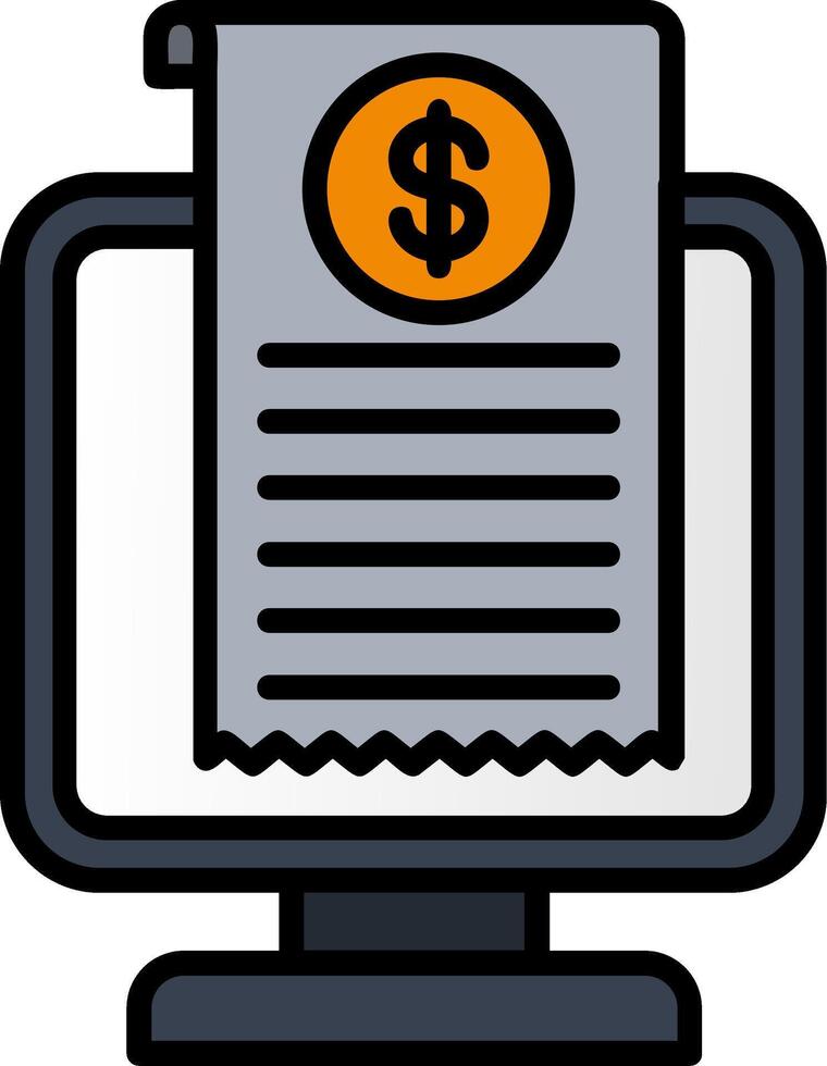 Receipt Line Filled Icon vector