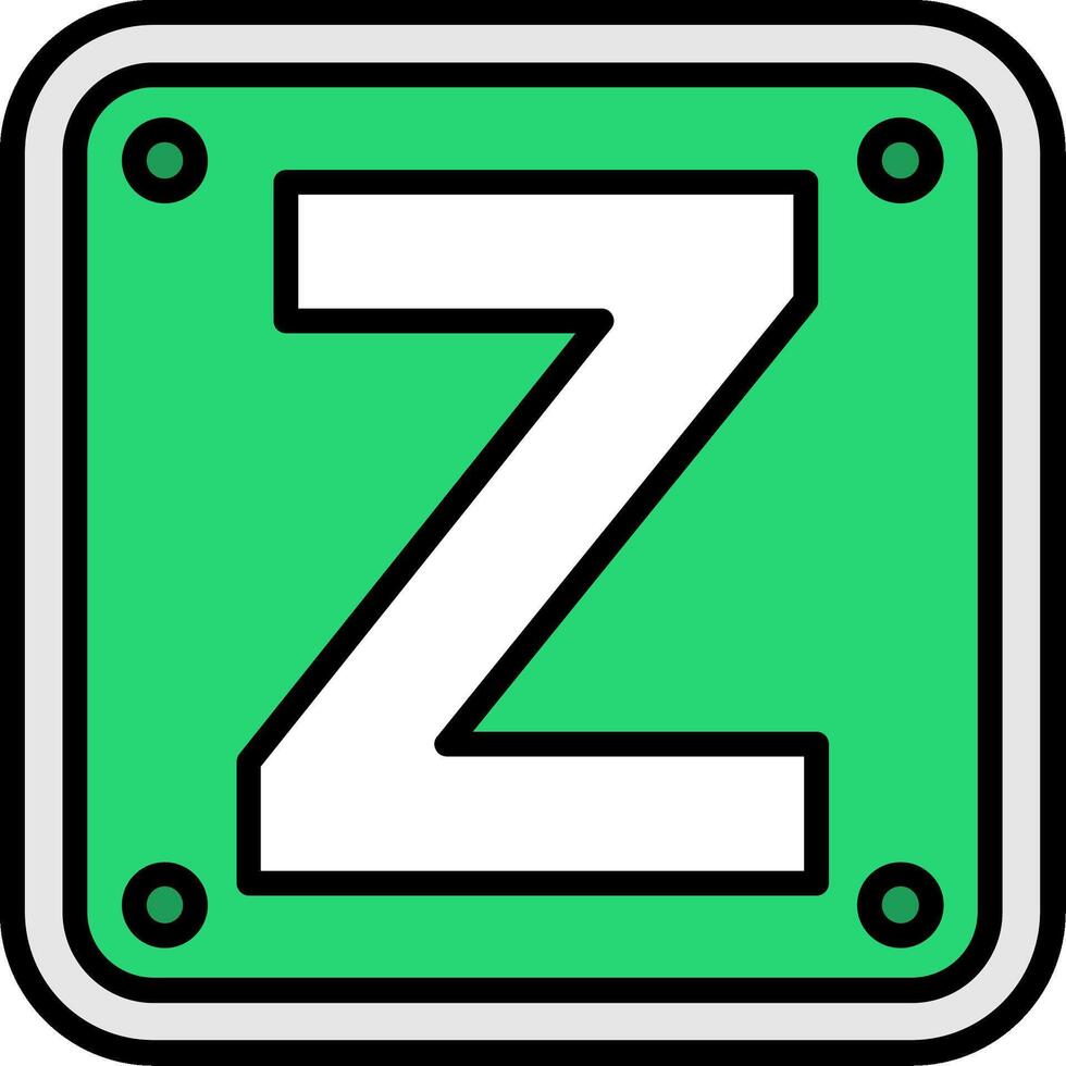 Letter Z Line Filled Icon vector