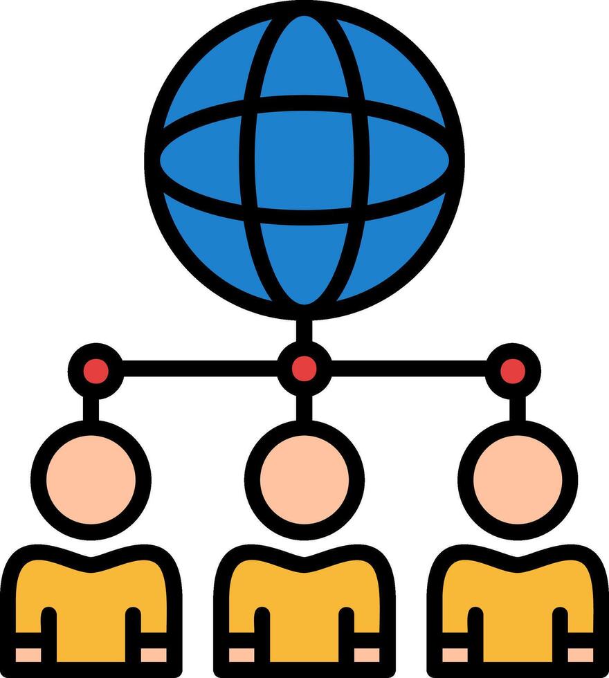 People Network Line Filled Icon vector