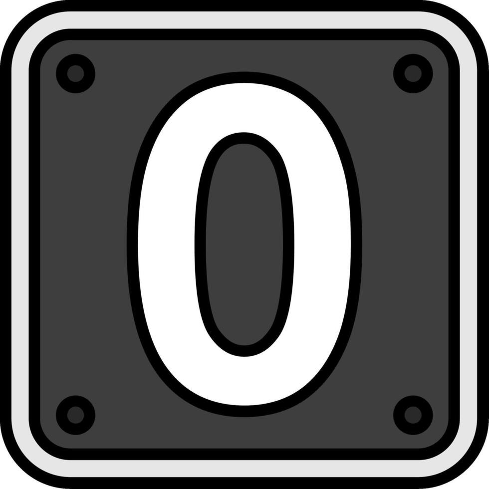 Number Zero Line Filled Icon vector