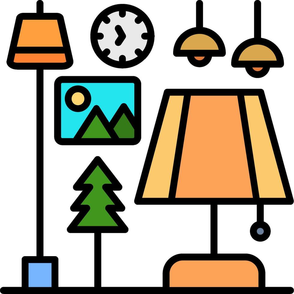 Table Lamp Line Filled Icon vector
