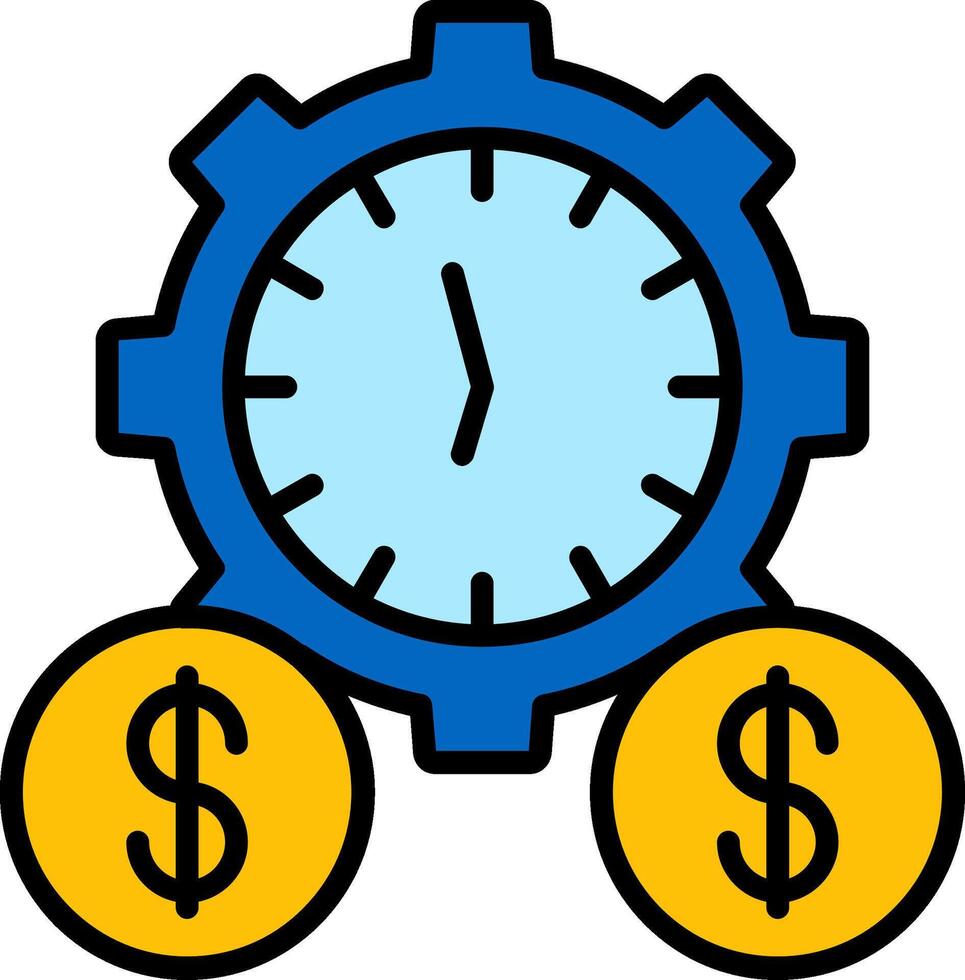 Time Is Money Line Filled Icon vector