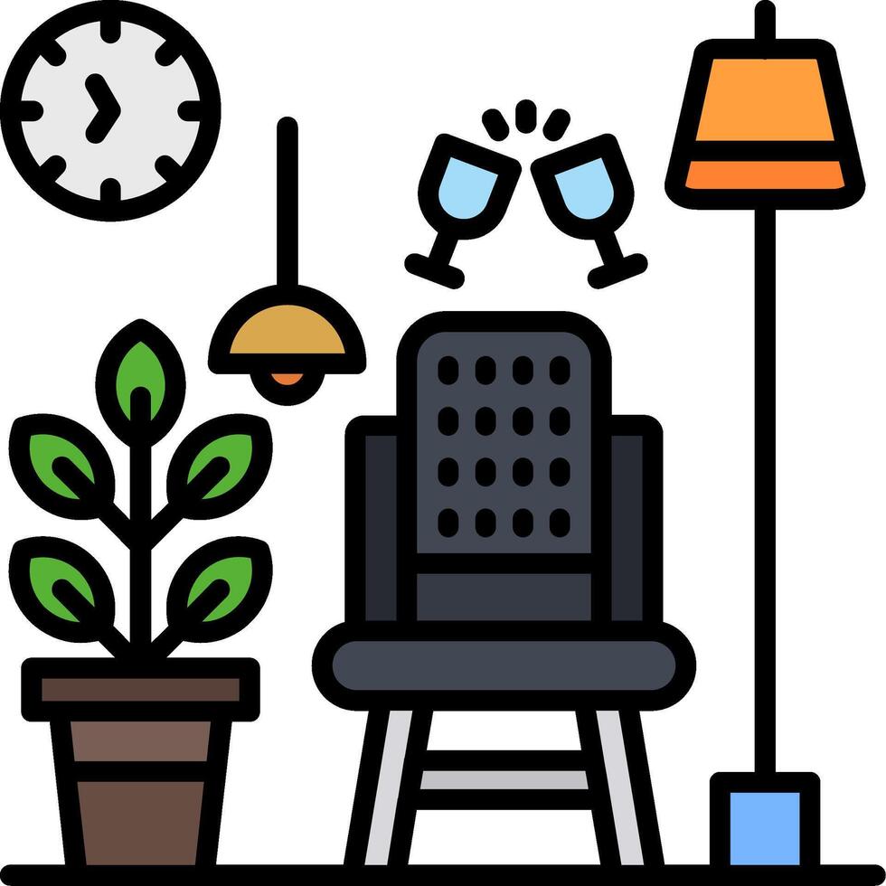 Dining Chair Line Filled Icon vector