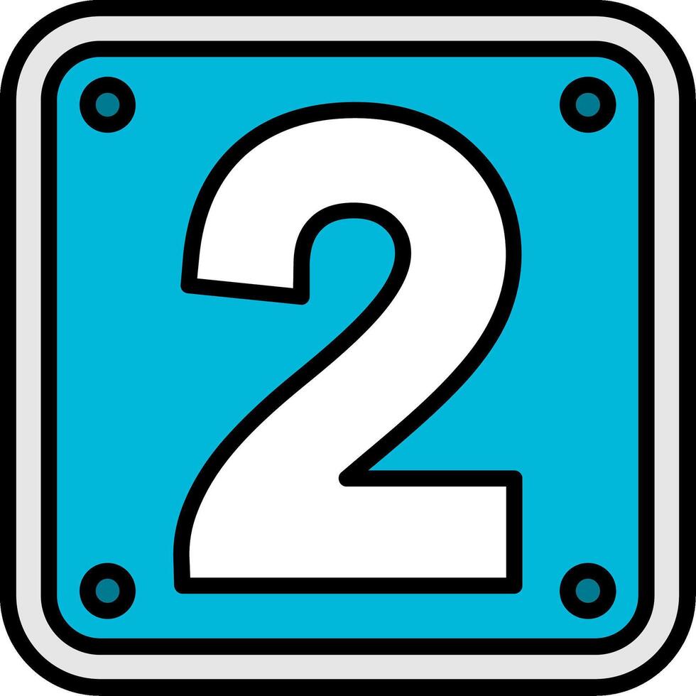 Number 2 Line Filled Icon vector