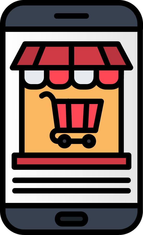 Online Shopping Line Filled Icon vector