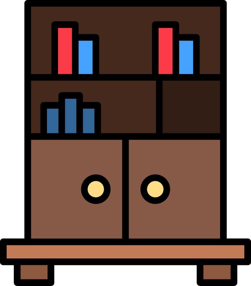 Bookshelf Line Filled Icon vector