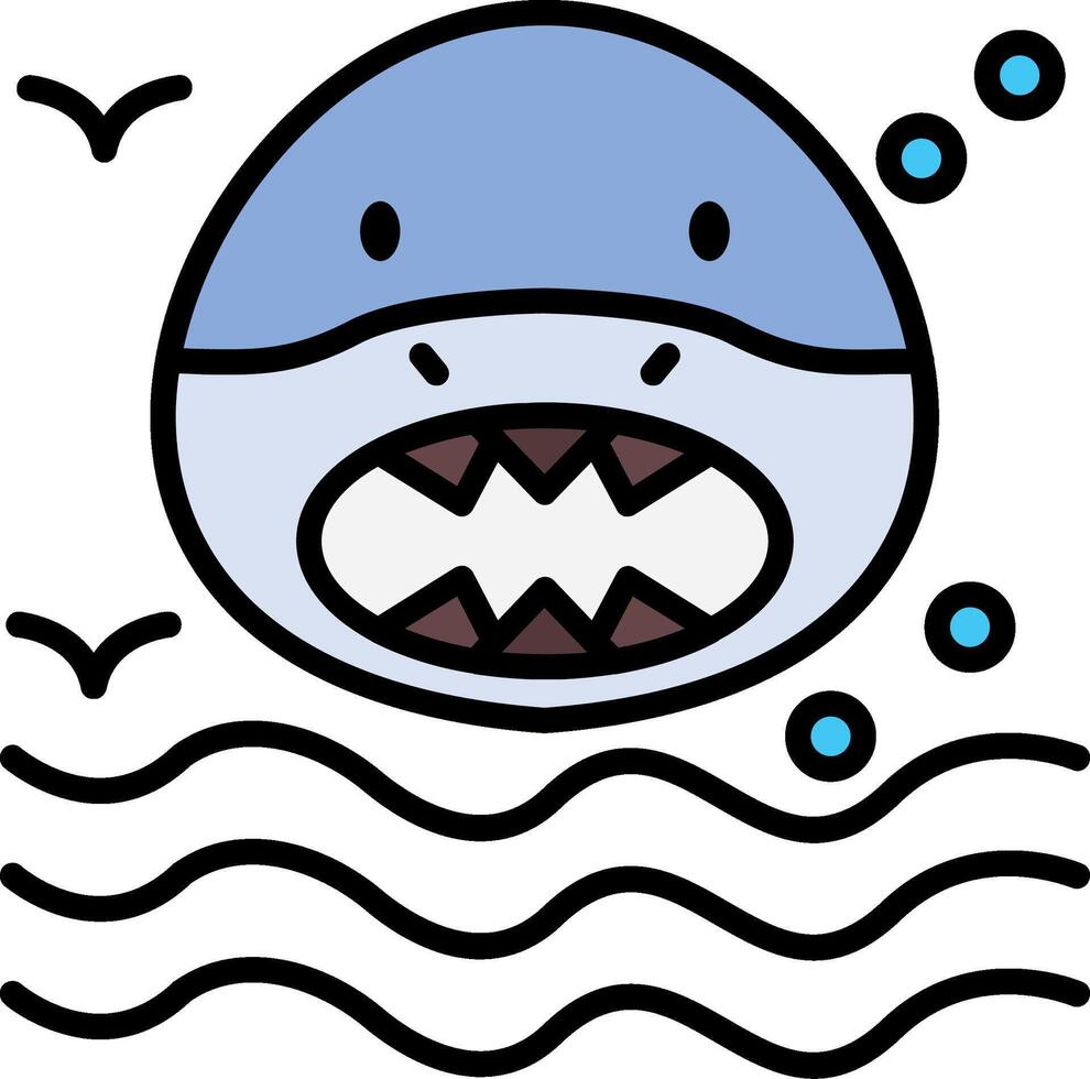 Shark Line Filled Icon vector