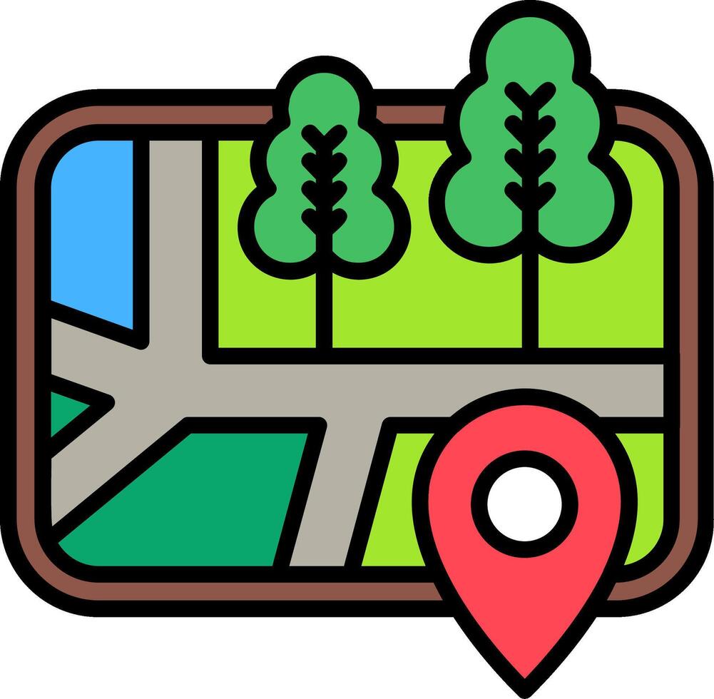 Map Line Filled Icon vector