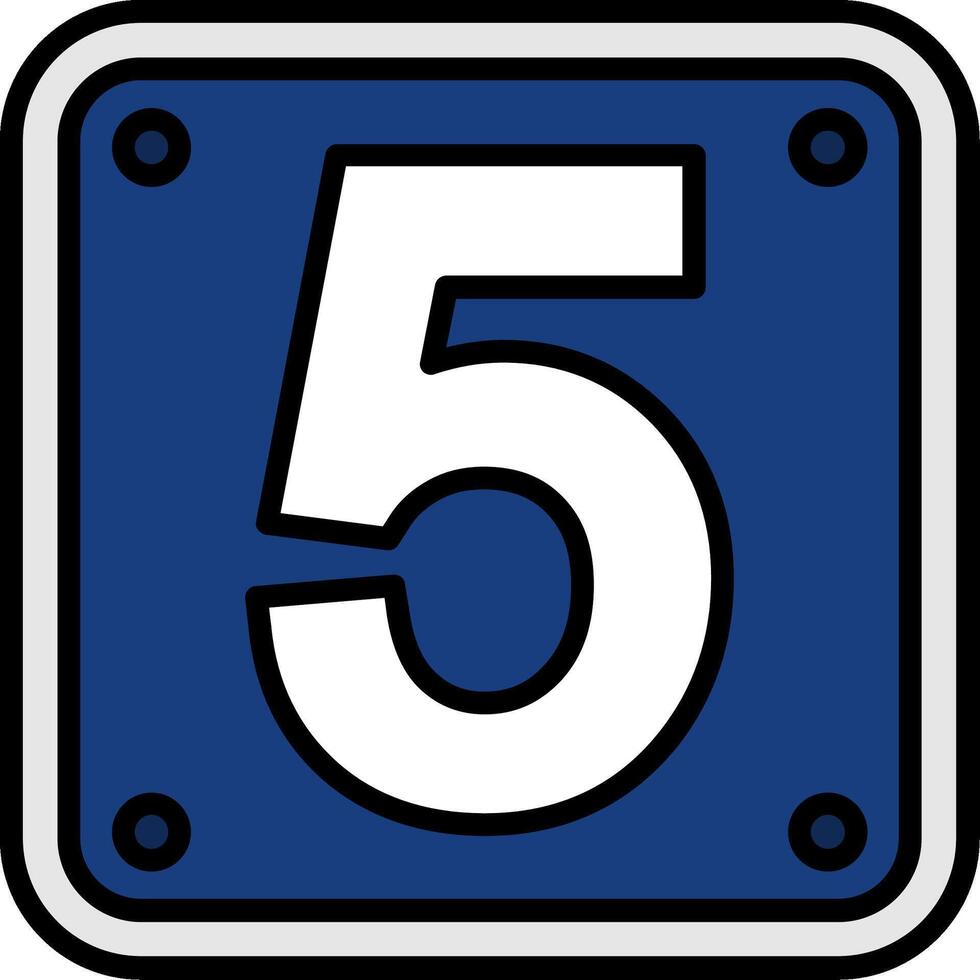 Number 5 Line Filled Icon vector