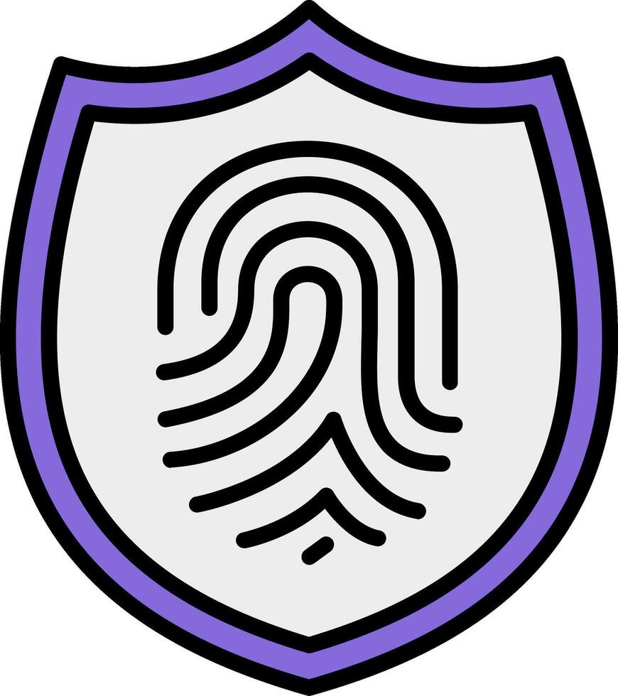 Thumb Fingerprint Line Filled Icon vector