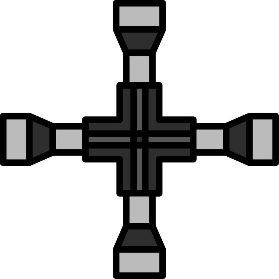 Cross Wrench Line Filled Icon vector