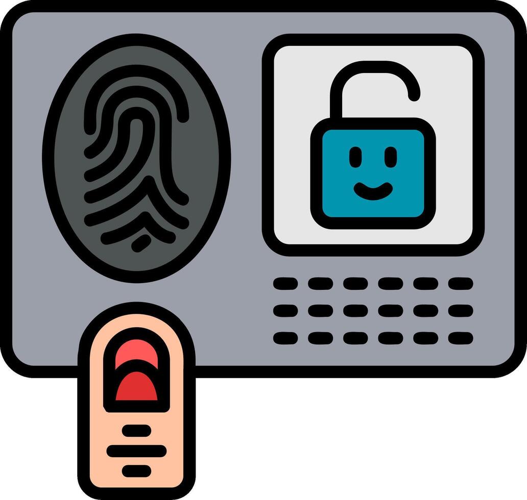 Fingerprint Identification Line Filled Icon vector
