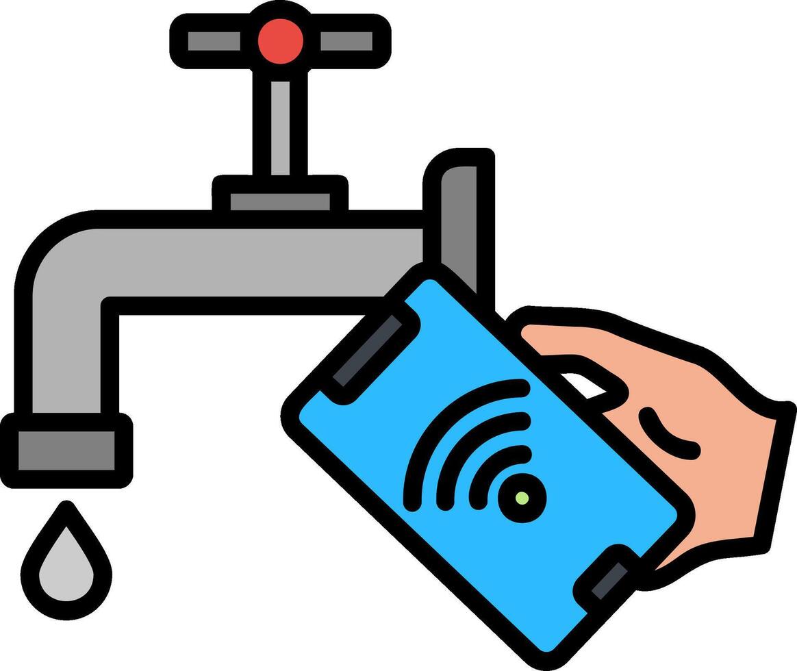 Water Faucet Line Filled Icon vector