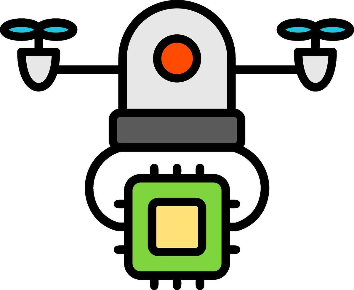 Drone Delivery Line Filled Icon vector