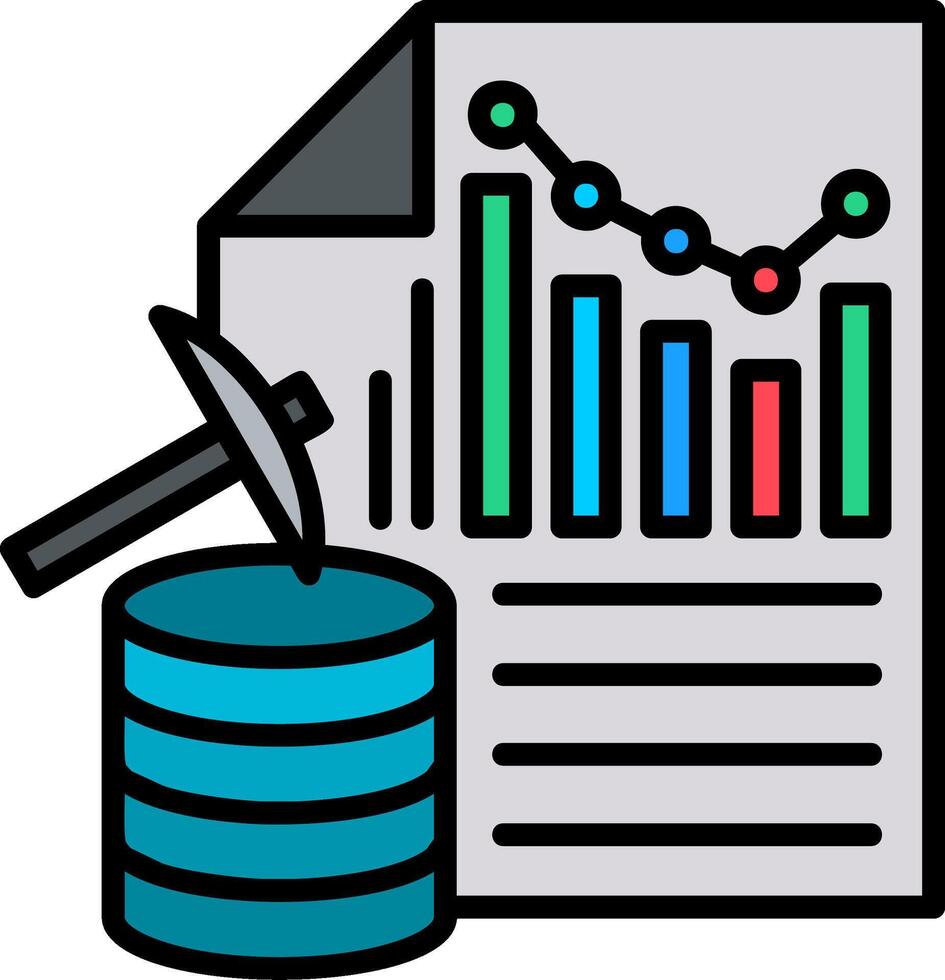 Data Mining Line Filled Icon vector