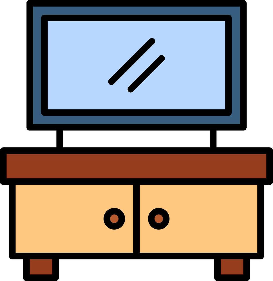 Tv Stand Line Filled Icon vector