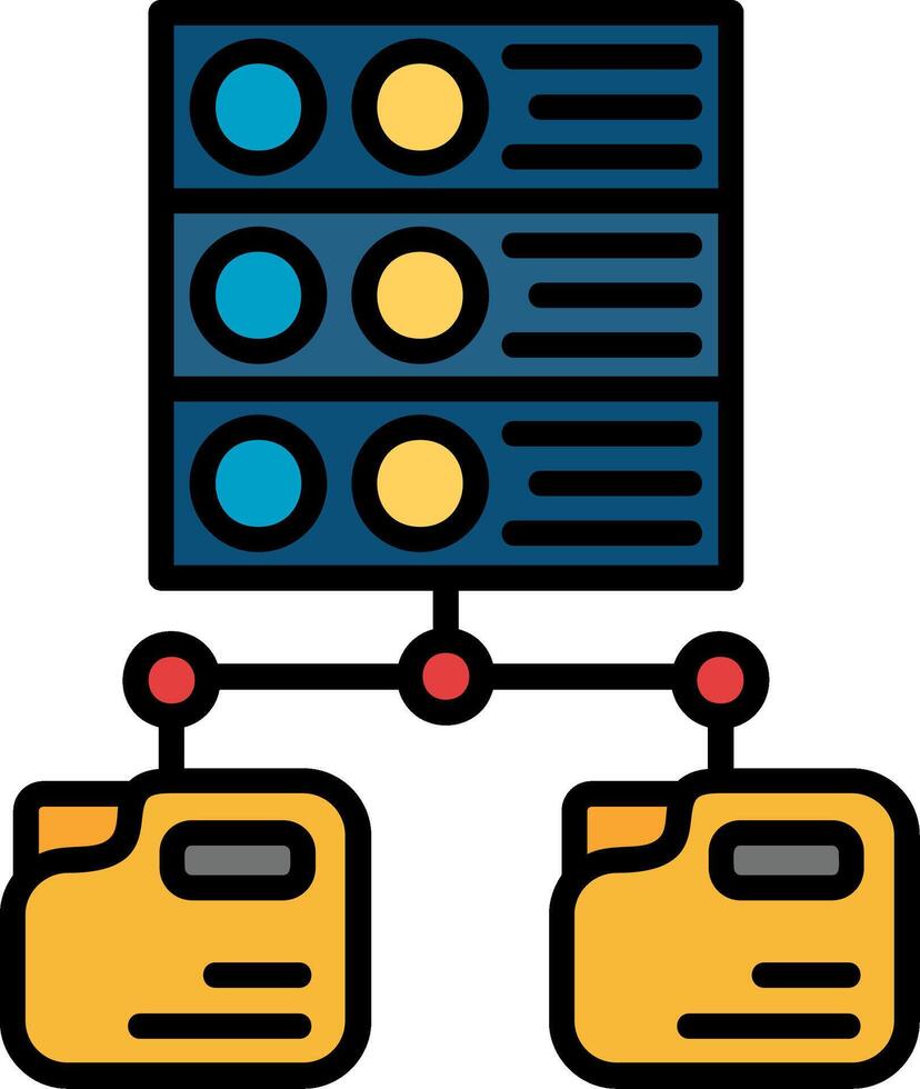 Folder Network Line Filled Icon vector