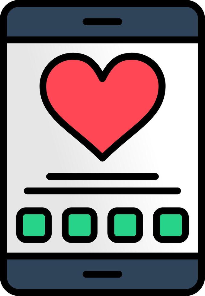 Dating App Line Filled Icon vector