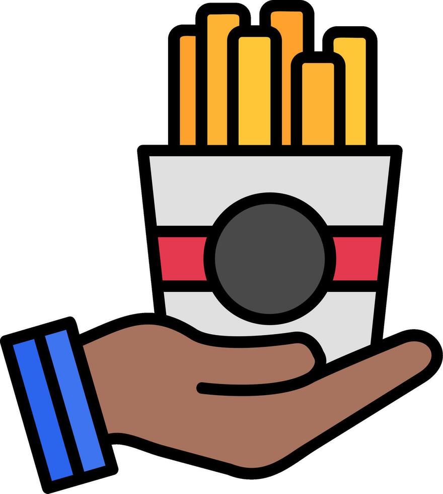 French Fries Line Filled Icon vector