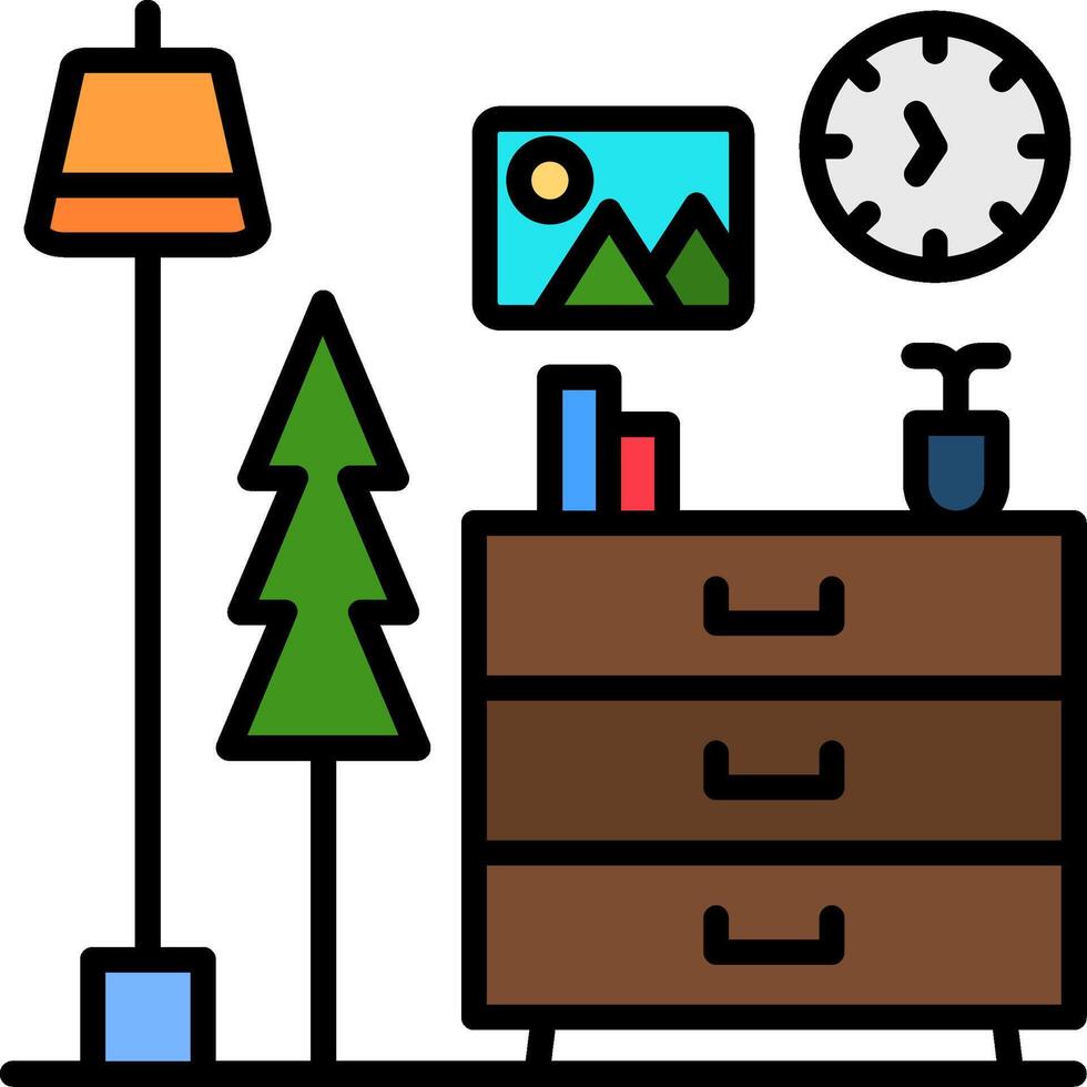 Chest Drawers Line Filled Icon vector
