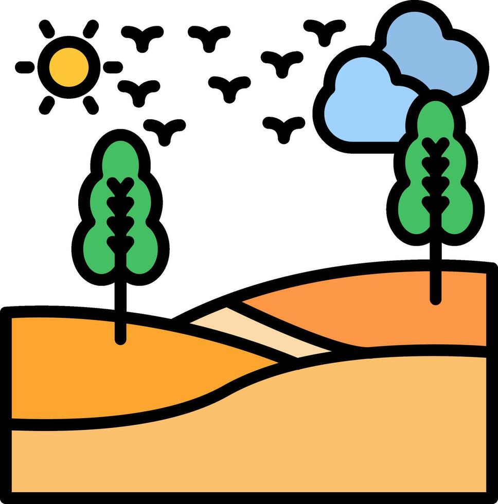 Desert Line Filled Icon vector