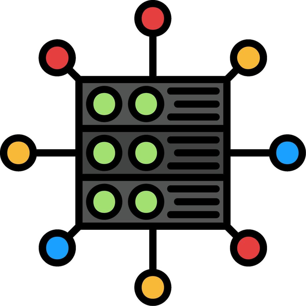 Data Network Line Filled Icon vector
