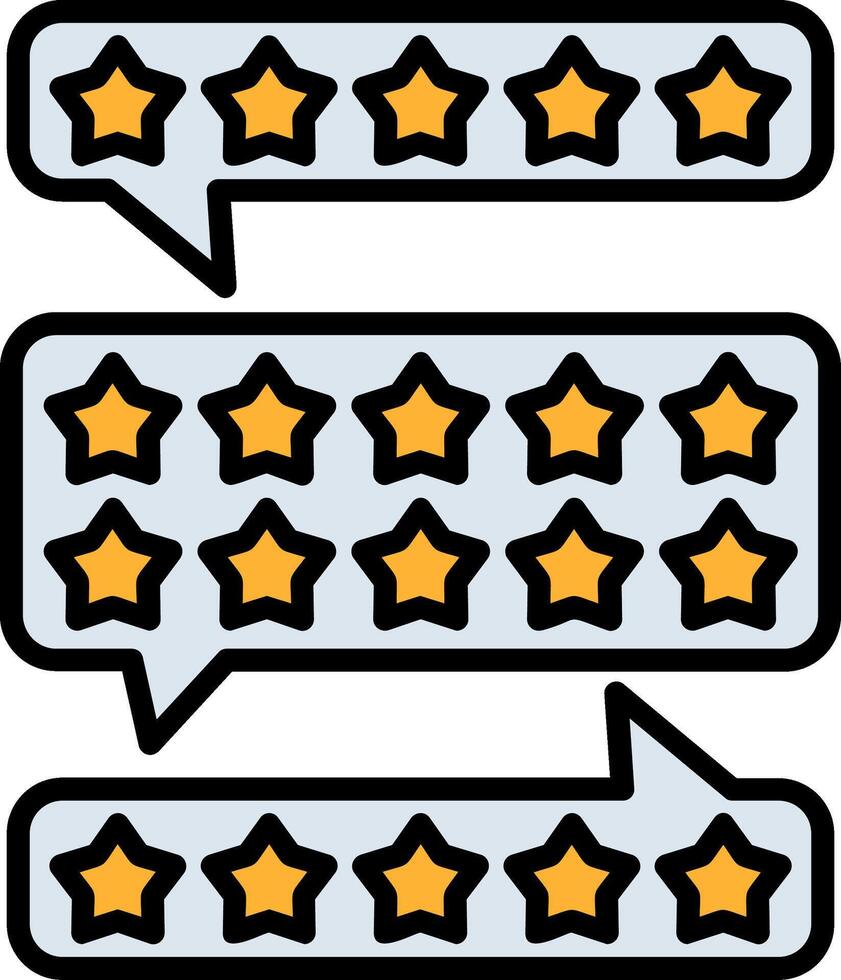 Five Star Rating Line Filled Icon vector